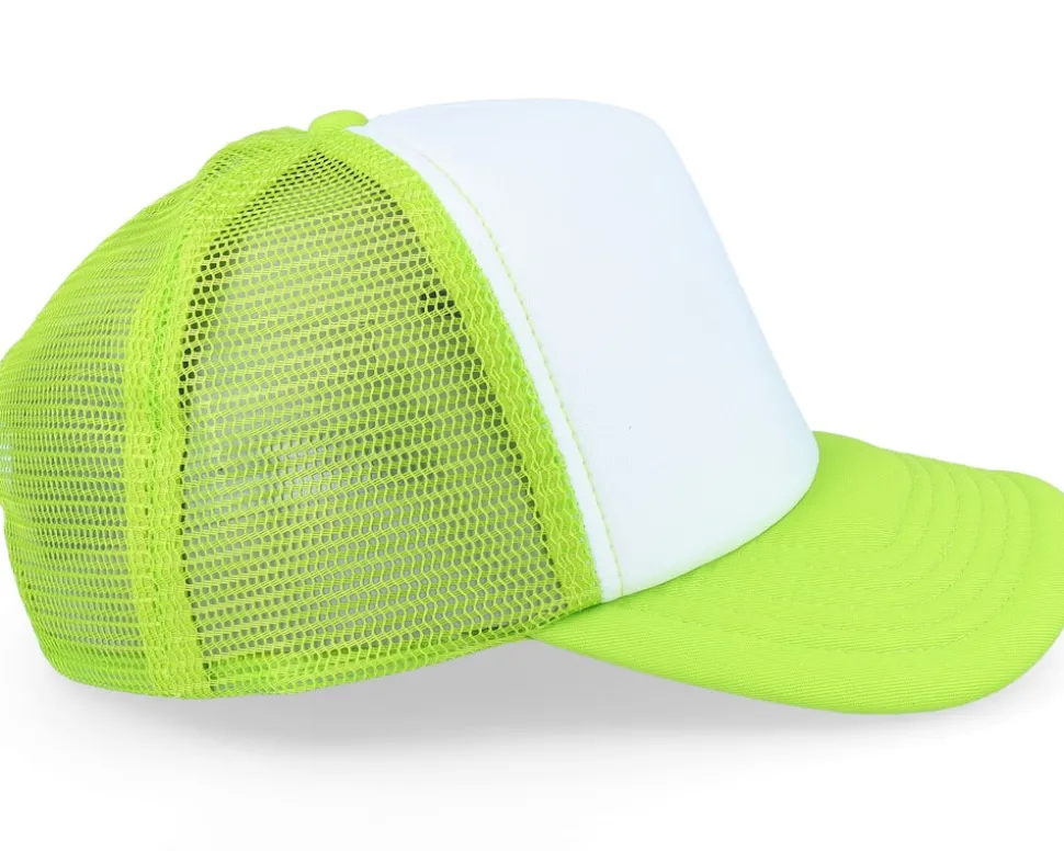 Kids Limegreen/White Vintage Foam Trucker - Beechfield