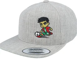 Kids Little Football Player Heather Grey Snapback - Kiddo Cap