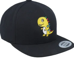 Kids Little Yellow Dinosaur Toddler Black Snapback - Kiddo Cap