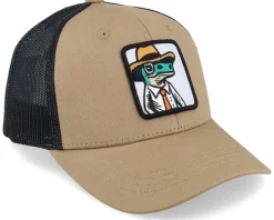 Kids Lizard With Hat Patch Caramel/Black Trucker - Kiddo Cap