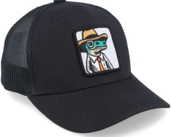 Kids Lizard With Hat Patch Black Trucker - Kiddo Cap