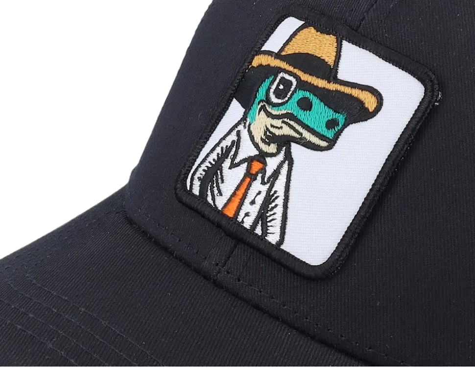 Kids Lizard With Hat Patch Black Trucker - Kiddo Cap