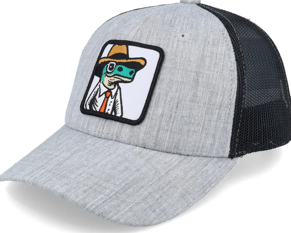 Kids Lizard With Hat Patch Heather Grey/Black - Kiddo Cap