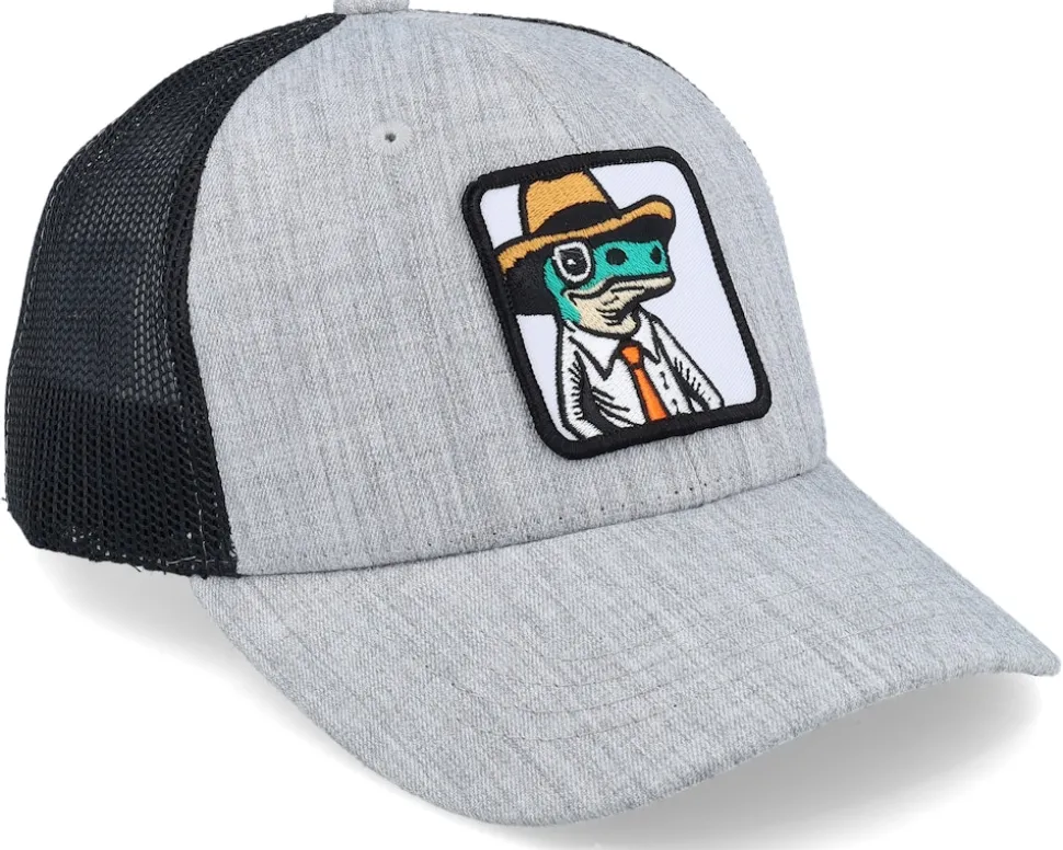 Kids Lizard With Hat Patch Heather Grey/Black - Kiddo Cap
