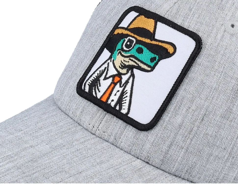 Kids Lizard With Hat Patch Heather Grey/Black - Kiddo Cap