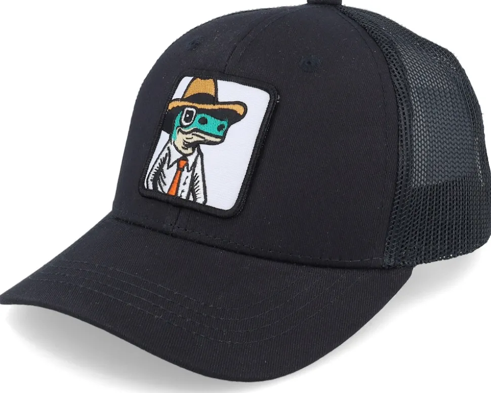 Kids Lizard With Hat Patch Heather Grey/Black - Kiddo Cap