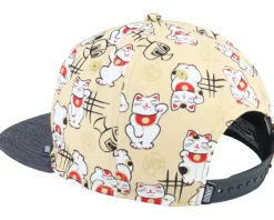 Kids Lucky Cat Linen Black Snapback - Djinns