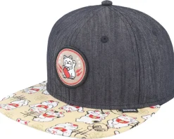 Kids Lucky Cat Linen Rev. Black Snapback - Djinns