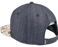 Kids Lucky Cat Linen Rev. Black Snapback - Djinns