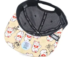 Kids Lucky Cat Linen Rev. Black Snapback - Djinns