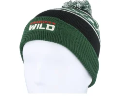 Kids Minnesota Wild Face-off Cuff Pom Beanie Fir/Black Pom - Outerstuff