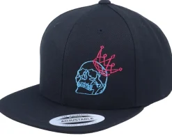 Kids Neon Summer Skull Crown Black Snapback - Kiddo Cap