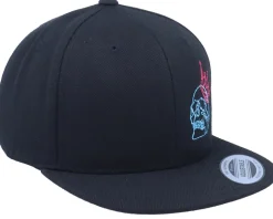 Kids Neon Summer Skull Crown Black Snapback - Kiddo Cap
