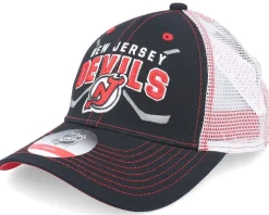 Kids New Jersey Devils Lockup Meshback Black/White Trucker - Outerstuff