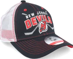 Kids New Jersey Devils Lockup Meshback Black/White Trucker - Outerstuff
