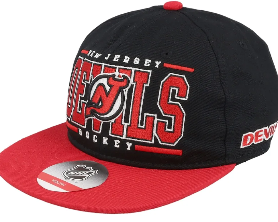Kids New Jersey Devils Logo Flatbrim Cap Black/Red Snapback - Outerstuff