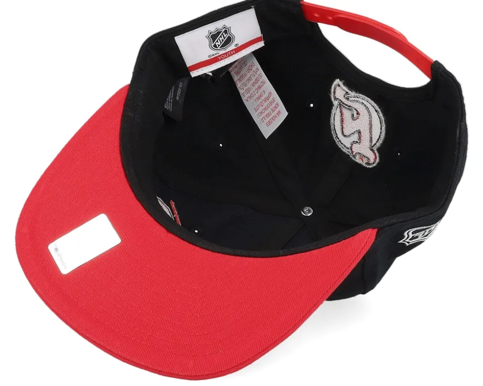 Kids New Jersey Devils Logo Flatbrim Cap Black/Red Snapback - Outerstuff