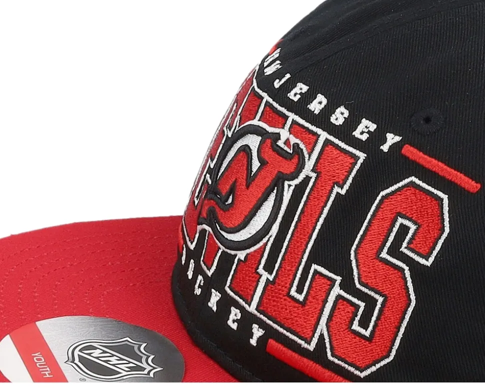 Kids New Jersey Devils Logo Flatbrim Cap Black/Red Snapback - Outerstuff