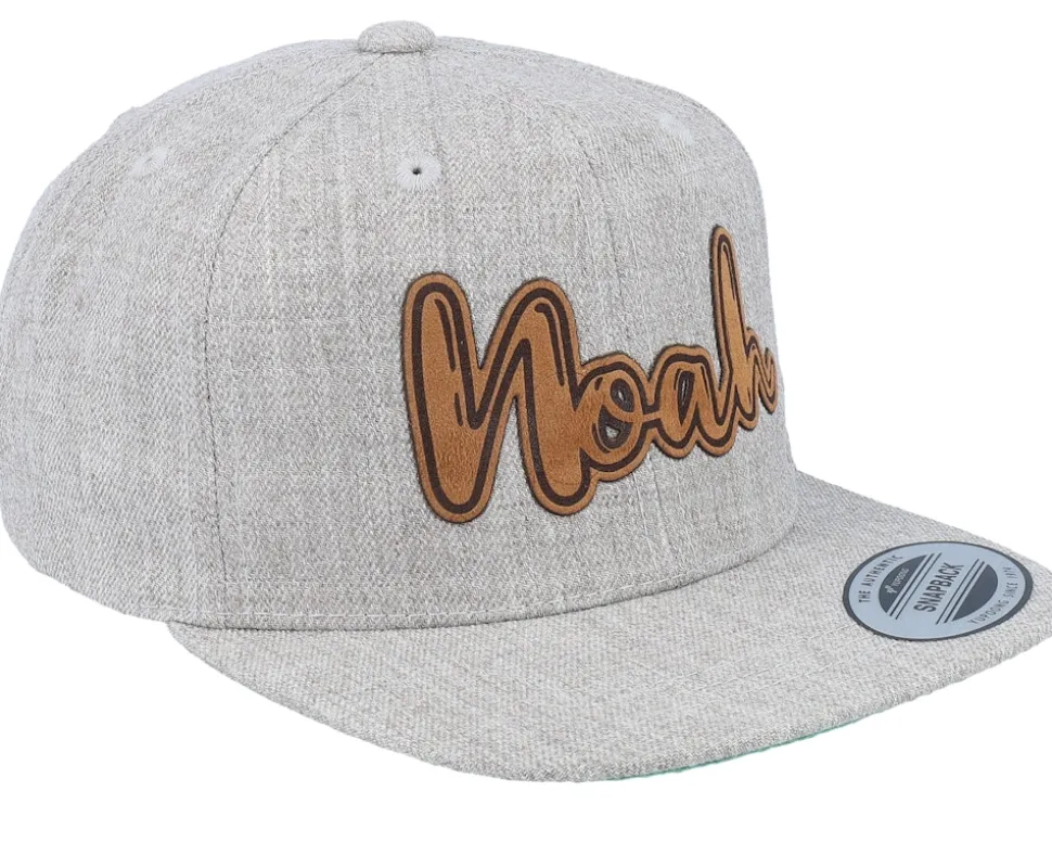 Kids Noah Engraved Patch Heather Grey Snapback - Kiddo Cap