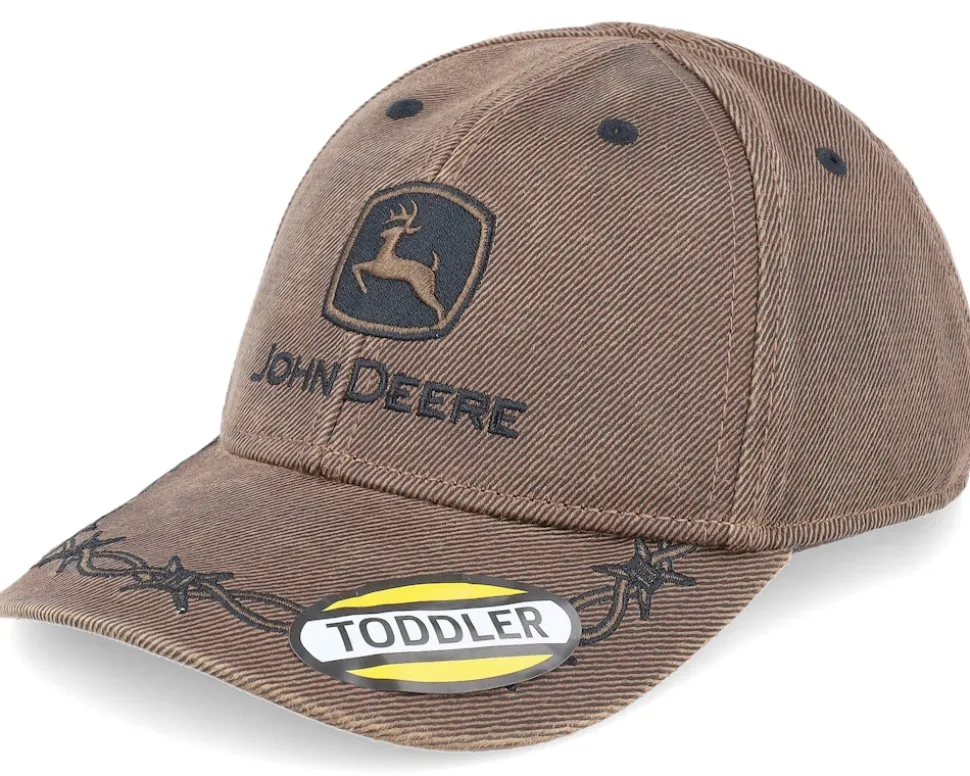 Kids Oilskin Cap Brown Adjustable - John Deere