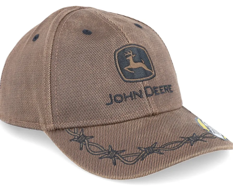 Kids Oilskin Cap Brown Adjustable - John Deere