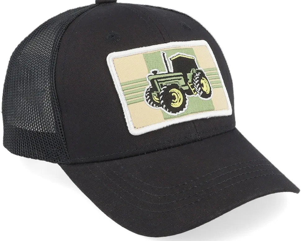Kids Old Tractor Big Patch Black Trucker - Kiddo Cap