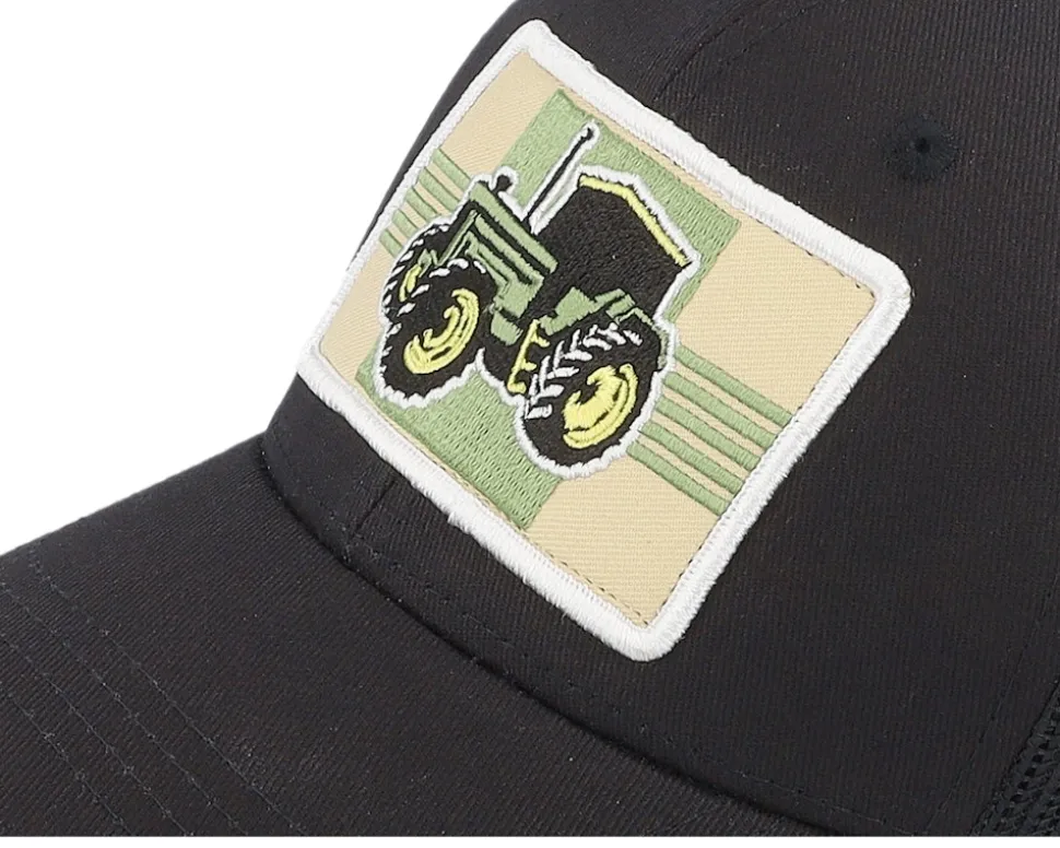 Kids Old Tractor Big Patch Black Trucker - Kiddo Cap