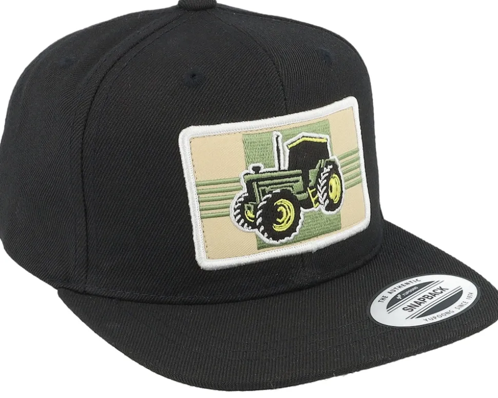 Kids Old Tractor Big Patch Black Snapback - Kiddo Cap