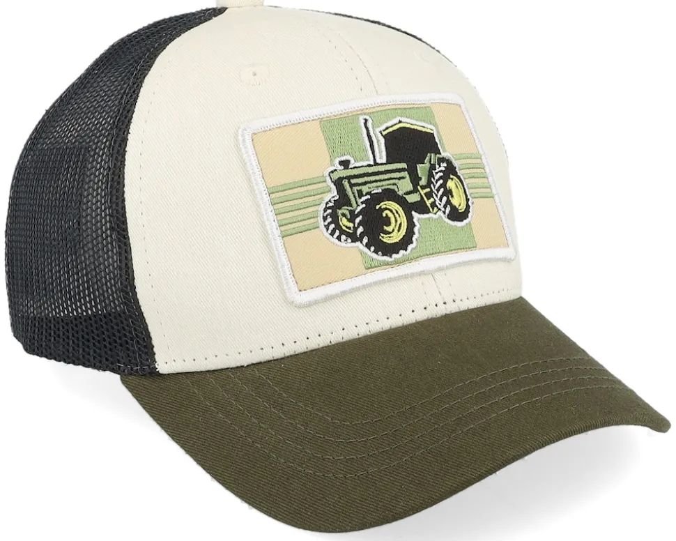Kids Old Tractor Big Patch Ivory/Black/Dark Mesh Trucker - Kiddo Cap