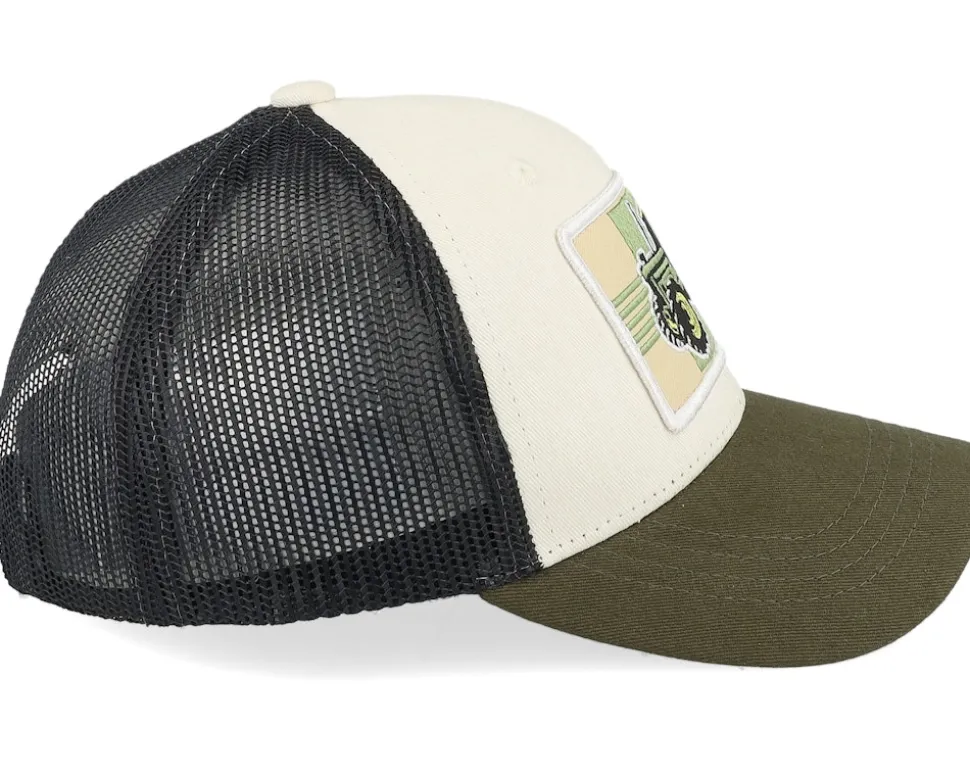 Kids Old Tractor Big Patch Ivory/Black/Dark Mesh Trucker - Kiddo Cap