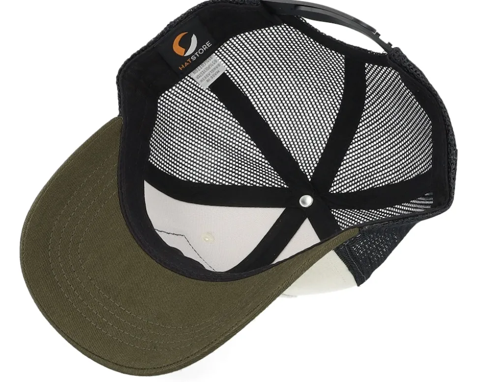 Kids Old Tractor Big Patch Ivory/Black/Dark Mesh Trucker - Kiddo Cap