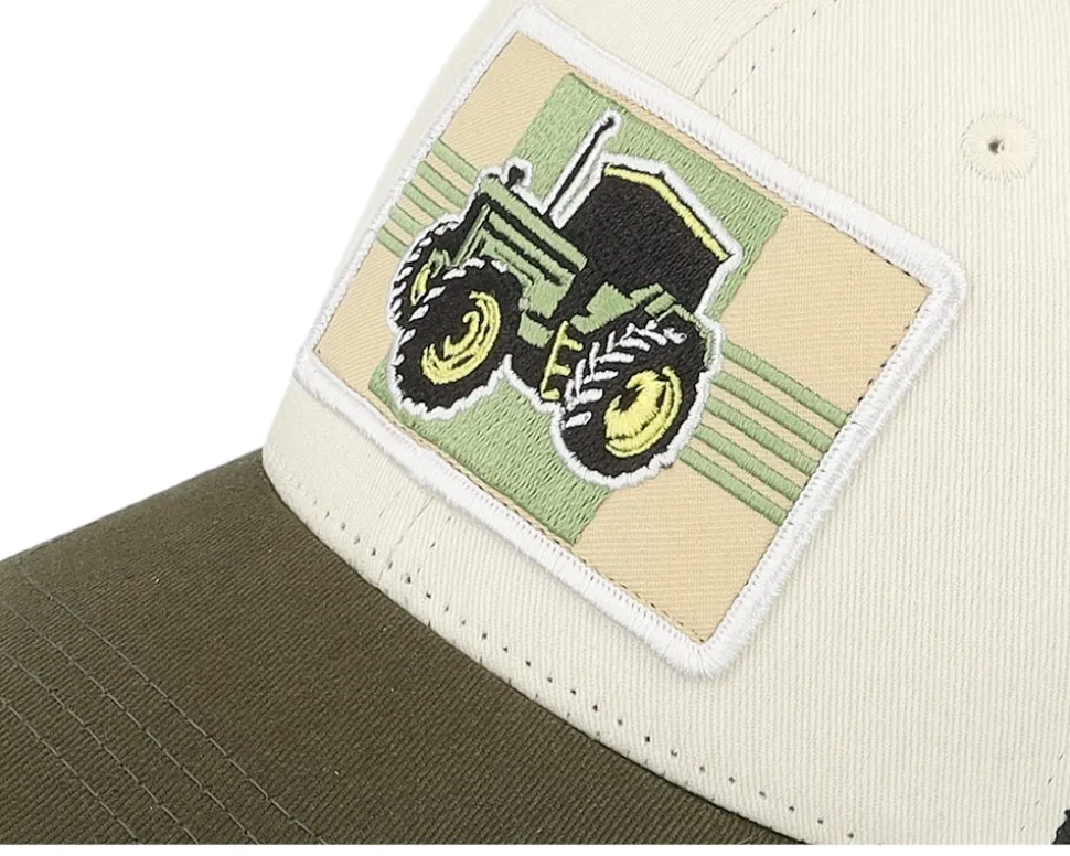 Kids Old Tractor Big Patch Ivory/Black/Dark Mesh Trucker - Kiddo Cap