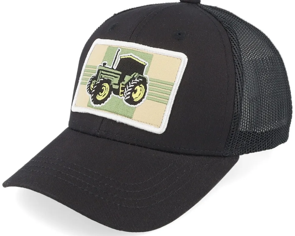 Kids Old Tractor Big Patch Ivory/Black/Dark Mesh Trucker - Kiddo Cap