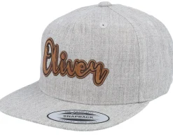 Kids Oliver Engraved Patch Heather Grey Snapback - Kiddo Cap