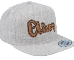 Kids Oliver Engraved Patch Heather Grey Snapback - Kiddo Cap