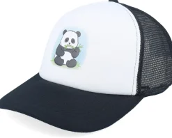 Kids Panda Bear Black/White Vintage Foam Trucker - Kiddo Cap