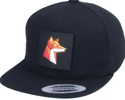 Kids Paper Fox Patch Black Snapback - Kiddo Cap