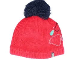 Kids Paw Knit Cap Pink Dahlia Pom - Jack Wolfskin