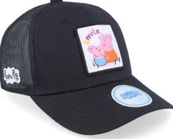 Kids Peppa And George Smile Black Trucker - Peppa Pig