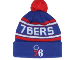 Kids Philadelphia 76ers Jacquard Cuffed Knit Blue Pom - Outerstuff