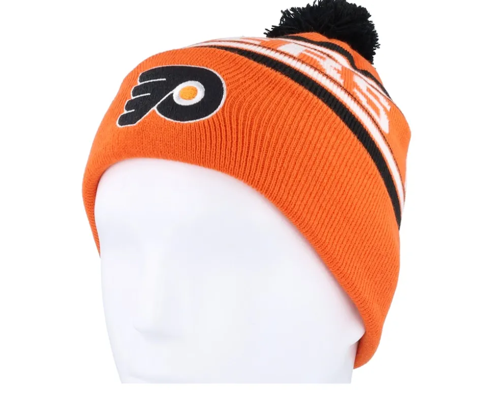 Kids Philadelphia Flyers Jacquard Cuff Beanie Orange Pom - Outerstuff