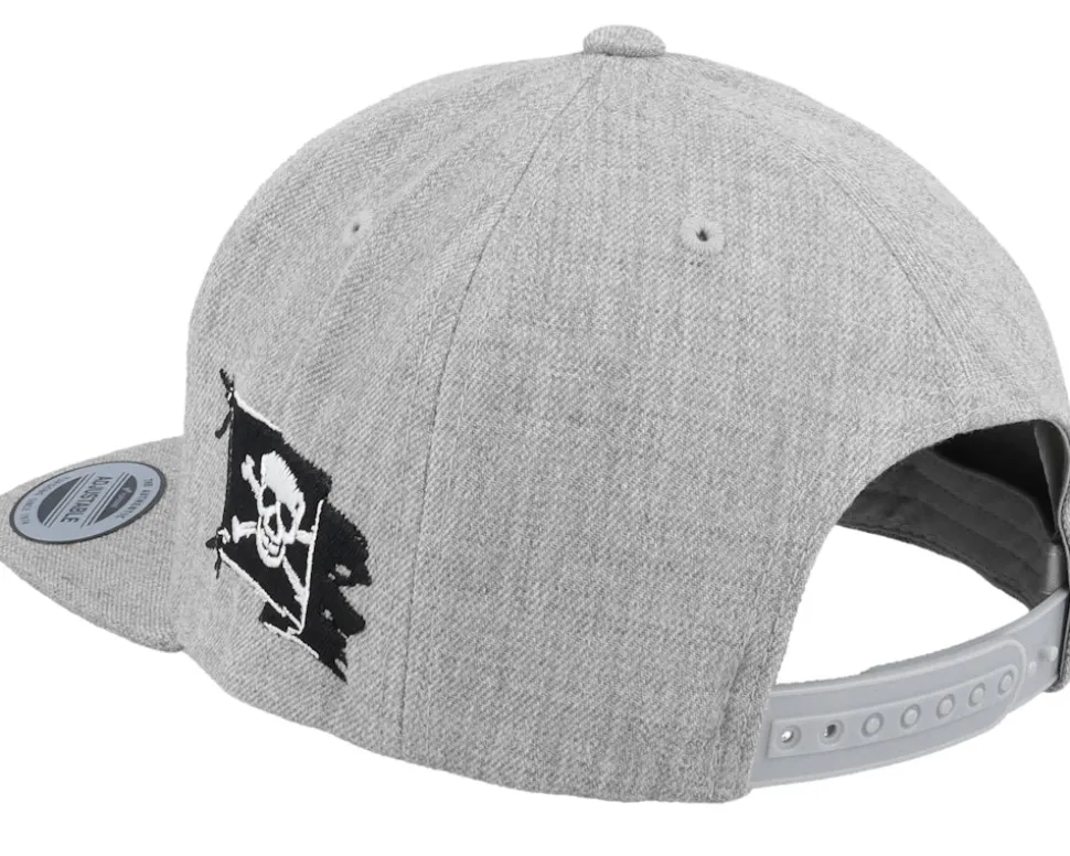 Kids Pirate Flag Side Heather Grey Snapback - Iconic