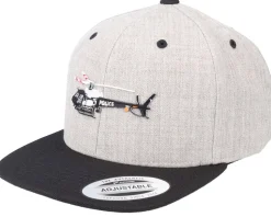 Kids Police Helicopter Grey/Black Snapback - Kiddo Cap