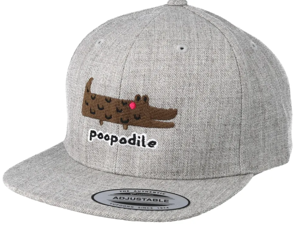 Kids Poopodile Heather Grey Snapback - Kiddo Cap