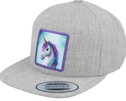 Kids Purple Unicorn Heather Grey Snapback - Unicorns