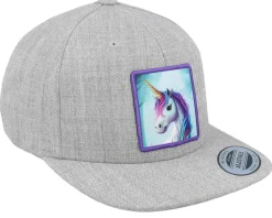 Kids Purple Unicorn Heather Grey Snapback - Unicorns