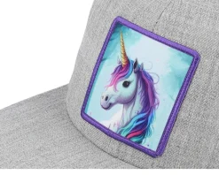 Kids Purple Unicorn Heather Grey Snapback - Unicorns
