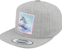 Kids Purple Unicorn Heather Grey Snapback - Unicorns