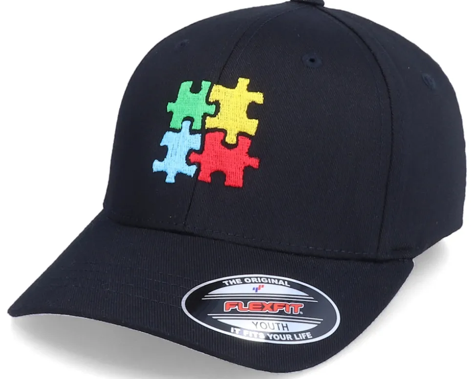 Kids Puzzle Pieces Black Flexfit - Kiddo Cap