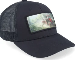 Kids Red Tractor Patch Black Trucker - Kiddo Cap